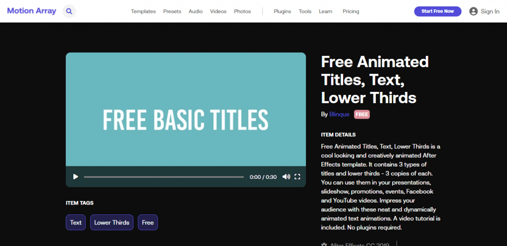 motion array free basic titles template for videos