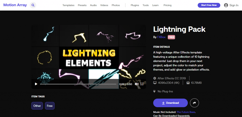 motion array lightning pack template for videos