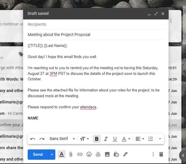 Create your Email Drafts