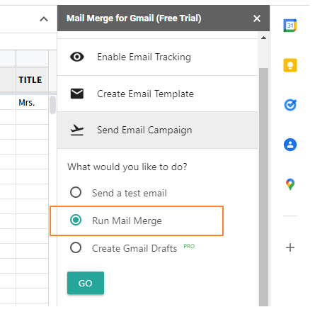 Run your Mail Merge for Gmail