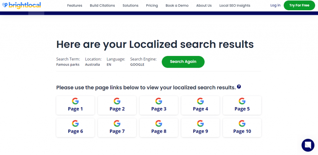 Bright Local Search Results Checker